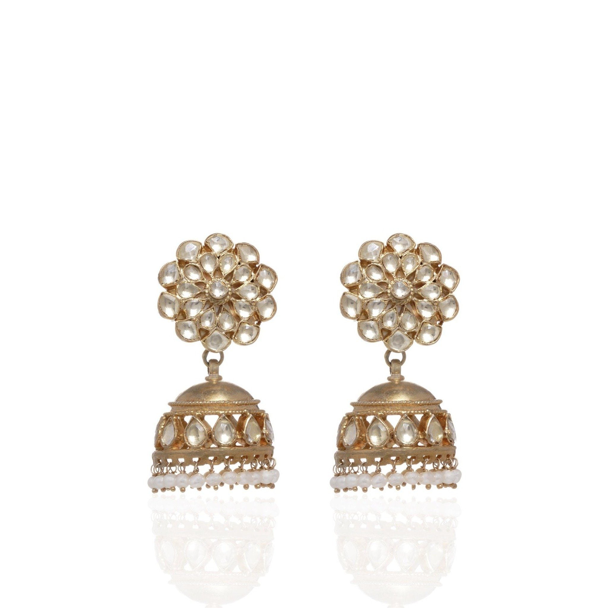 Classic Kundan Jhumki with Pearl drops